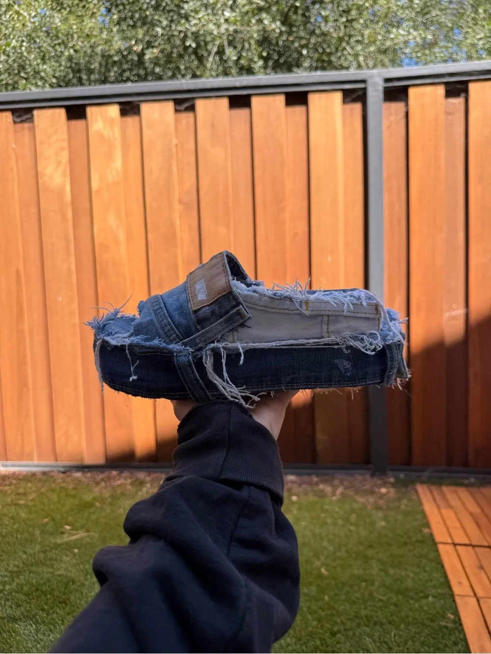 Platform denim slides made by me SOLEMATE DENIM on my Etsy listed above.